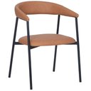 Ver imagem 2 de Kit 2 Cadeiras com Braço Chamonix Olivia Fratini Estofado Pu Caramelo Base Aço Carbono Preto