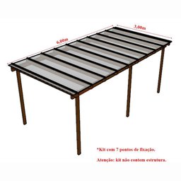 Kit Policarbonato Cristal 6mm 6,00m X 3,00m - Perfis Naturais - 5