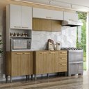 Ver imagem 1 de Cozinha Compacta Modulada 4 Peças com Balcão 120cm com Tampo Urbane Branco/Freijó/Supremo/Cp Ripado