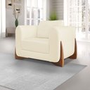 Ver imagem 2 de Kit 2 Poltronas Para Sala de Estar Lottus Linho Bege Pés Castanho - Pallazio