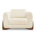 Ver imagem 4 de Kit 2 Poltronas Para Sala de Estar Lottus Linho Bege Pés Castanho - Pallazio