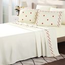 Ver imagem 3 de Jogo Lençol Casal Flores Bordado 4pç 100% Poliéster - M_verm