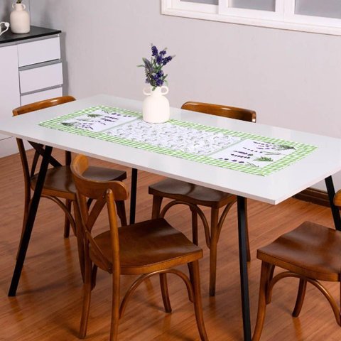 Caminho de Mesa Tropical Estampado 2 Peças 1,25m X 43cm Microfibra Lavanda