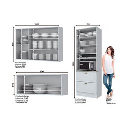 Kit de Cozinha Modulada 3 Peças Americana (2 Armários + 1 Paneleiro) Cpt09 Branco - Henn - 2