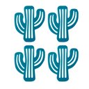 Ver imagem 1 de Kit 4 Porta Copo Decorativo em Silicone Formato Cacto Suporte Mesa Bolacha Chopp Azul