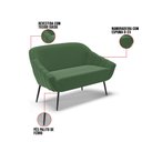 Ver imagem 5 de Kit 01 Namoradeira 02 Lugares e 01 Poltrona Giovana Suede Pés Palito de Ferro - D’Rossi - Verde