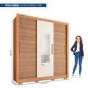 Ver imagem 3 de Guarda-Roupa 3 Portas 1 com Espelho 2 Gavetas e Pés Amanda Espresso Móveis Marrom/Freijó/Off White