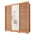 Ver imagem 2 de Guarda-Roupa 3 Portas 1 com Espelho 2 Gavetas e Pés Amanda Espresso Móveis Marrom/Freijó/Off White