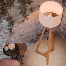 Luminária Classic Moderna de Chão com Cúpula de Linho Off/white/pes Nature para Sala:white - 2