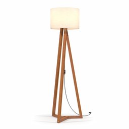 Luminária Classic Moderna de Chão com Cúpula de Linho Off/white/pes Nature para Sala:white - 1