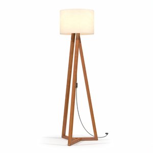Luminária Classic Moderna de Chão com Cúpula de Linho Off/white/pes Nature para Sala:white