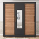 Ver imagem 7 de Guarda-Roupa 3 Portas 1 com Espelho 2 Gavetas e Pés Amanda Espresso Móveis Preto/Freijó