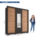 Ver imagem 3 de Guarda-Roupa 3 Portas 1 com Espelho 2 Gavetas e Pés Amanda Espresso Móveis Preto/Freijó