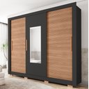 Ver imagem 1 de Guarda-Roupa 3 Portas 1 com Espelho 2 Gavetas e Pés Amanda Espresso Móveis Preto/Freijó