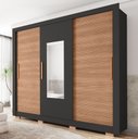 Ver imagem 1 de Guarda-Roupa 3 Portas 1 com Espelho 2 Gavetas e Pés Amanda Espresso Móveis Preto/Freijó