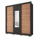 Ver imagem 2 de Guarda-Roupa 3 Portas 1 com Espelho 2 Gavetas e Pés Amanda Espresso Móveis Preto/Freijó