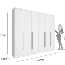 Guarda Roupa Casal 6 Portas 8 Gavetas com Espelho Portugal 270cm Espresso Móveis - 4