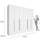 Ver imagem 6 de Guarda-Roupa Casal com Espelho 6 Portas 8 Gavetas Yescasa Branco Neve Portugal