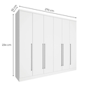 Ver imagem 5 de Guarda-Roupa Casal com Espelho 6 Portas 8 Gavetas Yescasa Branco Neve Portugal