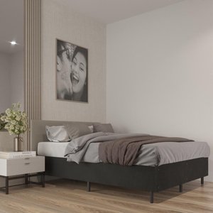 Cama Box Casal Confort Acabamento Suede Pés de Madeira - Preto