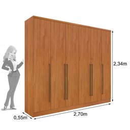 Guarda Roupa Casal 6 Portas 8 Gavetas com Espelho Portugal 270cm Espresso Móveis - 4