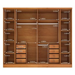 Guarda Roupa Casal 6 Portas 8 Gavetas com Espelho Portugal 270cm Espresso Móveis - 6