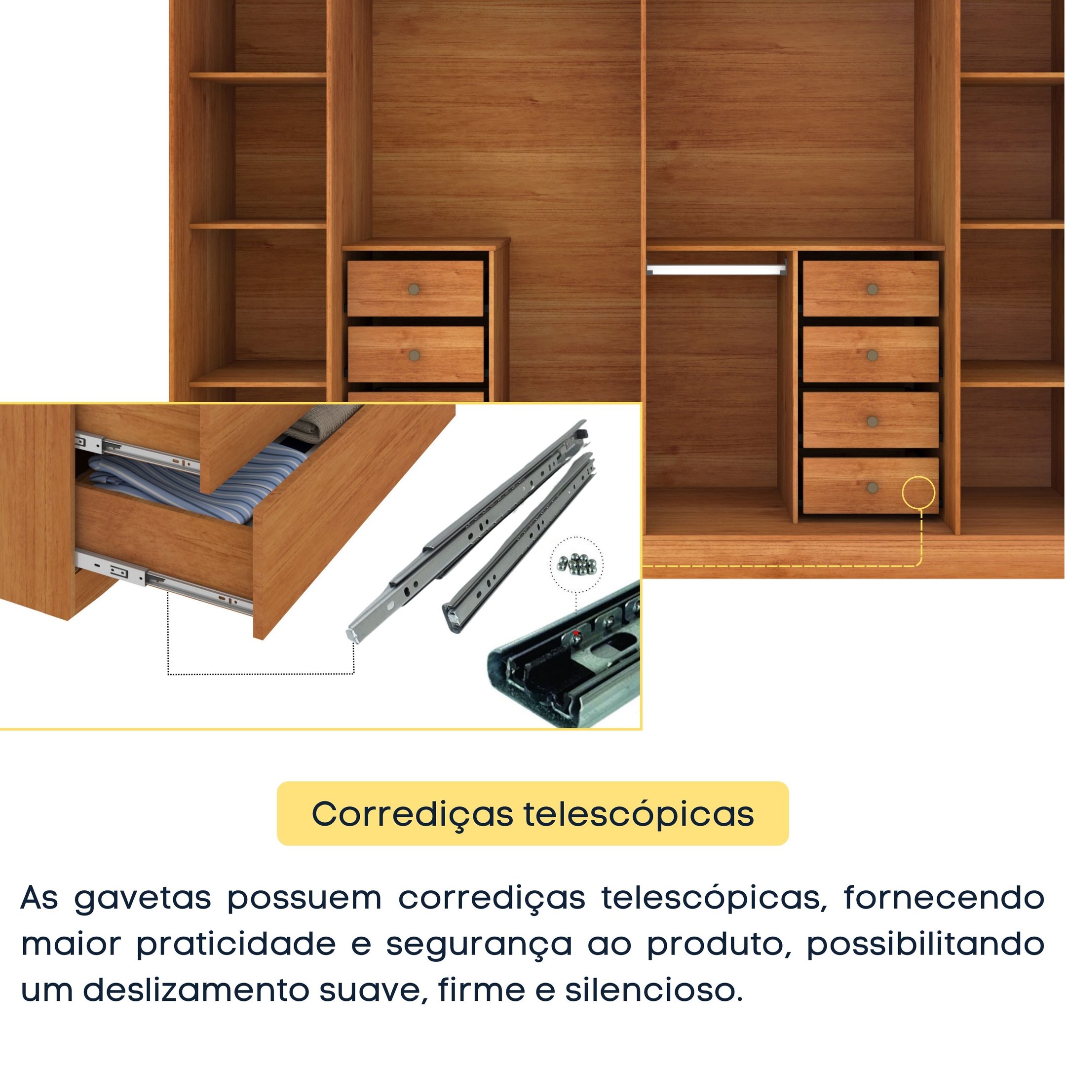 Guarda Roupa Casal 6 Portas 8 Gavetas com Espelho Portugal 270cm