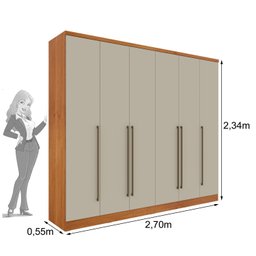 Guarda Roupa Casal 6 Portas 8 Gavetas com Espelho Portugal 270cm Espresso Móveis - 4