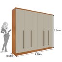 Ver imagem 5 de Guarda Roupa Casal 6 Portas 8 Gavetas com Espelho Portugal 270cm Yescasa Marrom/Cinamomo/Off White