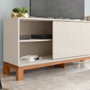Ver imagem 4 de Rack para TV até 55 Polegadas 136cm Porta com Textura Microrripada Cavalete Mondrian 1.36 Bege