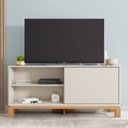 Ver imagem 3 de Rack para TV até 55 Polegadas 136cm Porta com Textura Microrripada Cavalete Mondrian 1.36 Bege