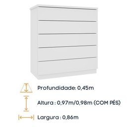 Guarda-roupa 6 Portas Portugal e Comoda 5 Gavetas Premium Espresso Móveis - 18