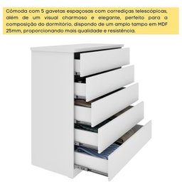 Guarda-roupa 6 Portas Portugal e Comoda 5 Gavetas Premium Espresso Móveis - 17