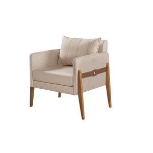 Poltrona Decorativa Madri linho bege
