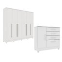 Ver imagem 1 de Guarda-Roupa 6 Portas Portugal e Comoda 4 Gavetas Chicago com Pés Espresso Móveis Branco/Neve