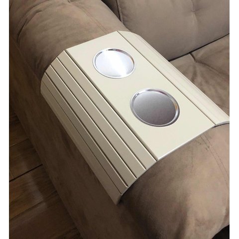 Esteira Braço De Sofá Porta Copos De Alumínio Bege Nude