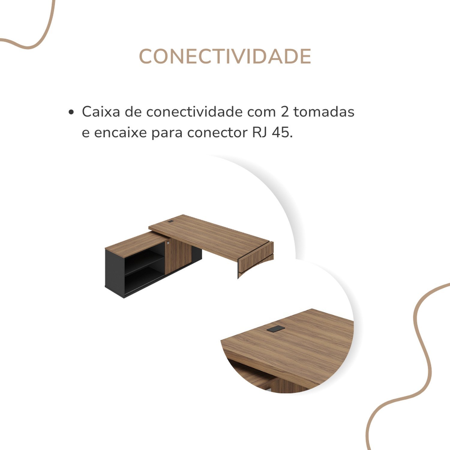 Mesa para Escritório em L com Caixa de Tomada Tamburato Estação Diretoria - 9