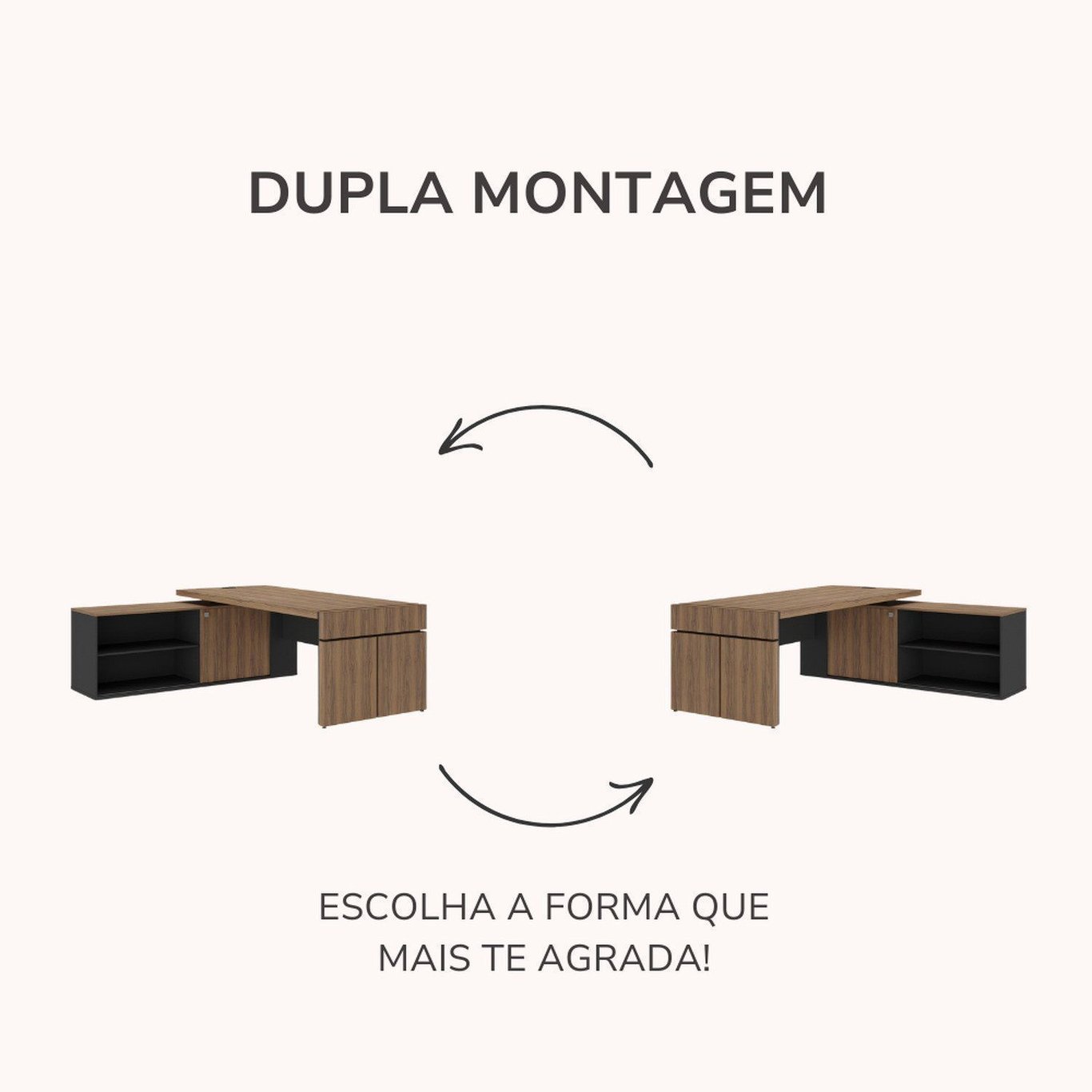 Imagem do Escrivaninha Mesa Escritório em L com Caixa de Tomada Tamburato Estação Diretoria 202,5cm Marrom Art
