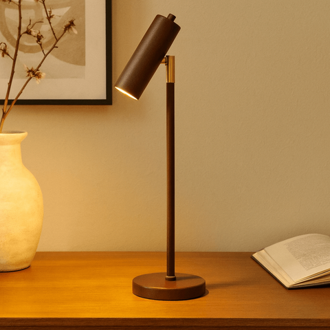 Luminária de Mesa Abajur Margot Marrom Cortem