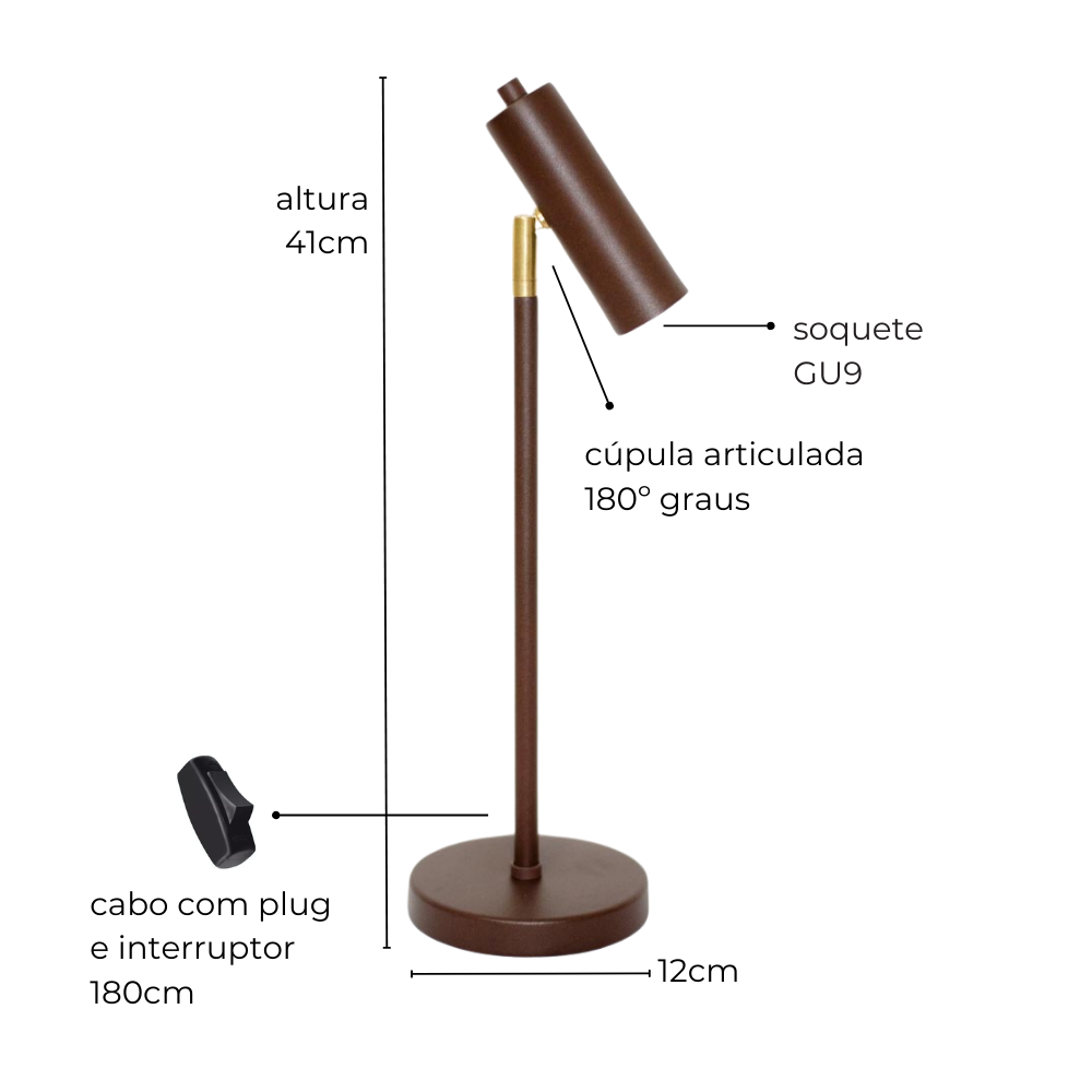 Luminária de Mesa Abajur Margot Marrom Cortem - 2