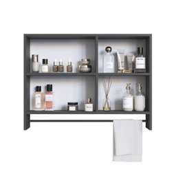 Armário Espelheira para Banheiro Es8020 com 1 Porta 1toalheiro e Nichos Grafite - 6