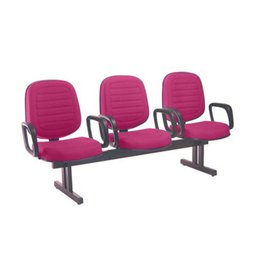 Cadeira em Longarina com 03 Lugares Linha Blenda Rosa - 1