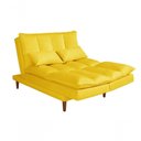 Ver imagem 7 de Sofá Cama Vancouver 3 Lugares Império Reclinável Casal Pés Madeira Suede Amarelo 374
