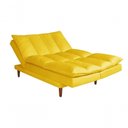 Ver imagem 2 de Sofá Cama Vancouver 3 Lugares Império Reclinável Casal Pés Madeira Suede Amarelo 374