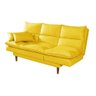 Sofá Cama Vancouver 3 Lugares Império Reclinável Casal Pés Madeira Suede Amarelo 374 - 5