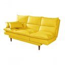 Ver imagem 5 de Sofá Cama Vancouver 3 Lugares Império Reclinável Casal Pés Madeira Suede Amarelo 374