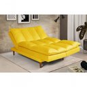 Ver imagem 3 de Sofá Cama Vancouver 3 Lugares Império Reclinável Casal Pés Madeira Suede Amarelo 374