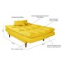 Sofá Cama Vancouver 3 Lugares Império Reclinável Casal Pés Madeira Suede Amarelo 374 - 8