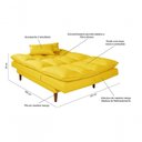 Ver mais imagens de Sofá Cama Vancouver 3 Lugares Império Reclinável Casal Pés Madeira Suede Amarelo 374