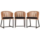 Ver imagem 1 de 3 Cadeiras de Jantar Área Noronha em Alumínio com Pintura Marrom Corda Náutica E12 Trama Original